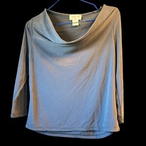 Kim & Cami Gray Cowl Neck 3/4 Sleeve Drapey Top Soft Modal Blend size Small